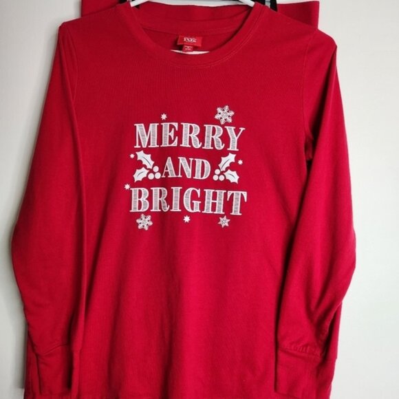 Macy's Red/White Matching Merry Bright Holiday Pajamas Set Size S Women's - Picture 11 of 13